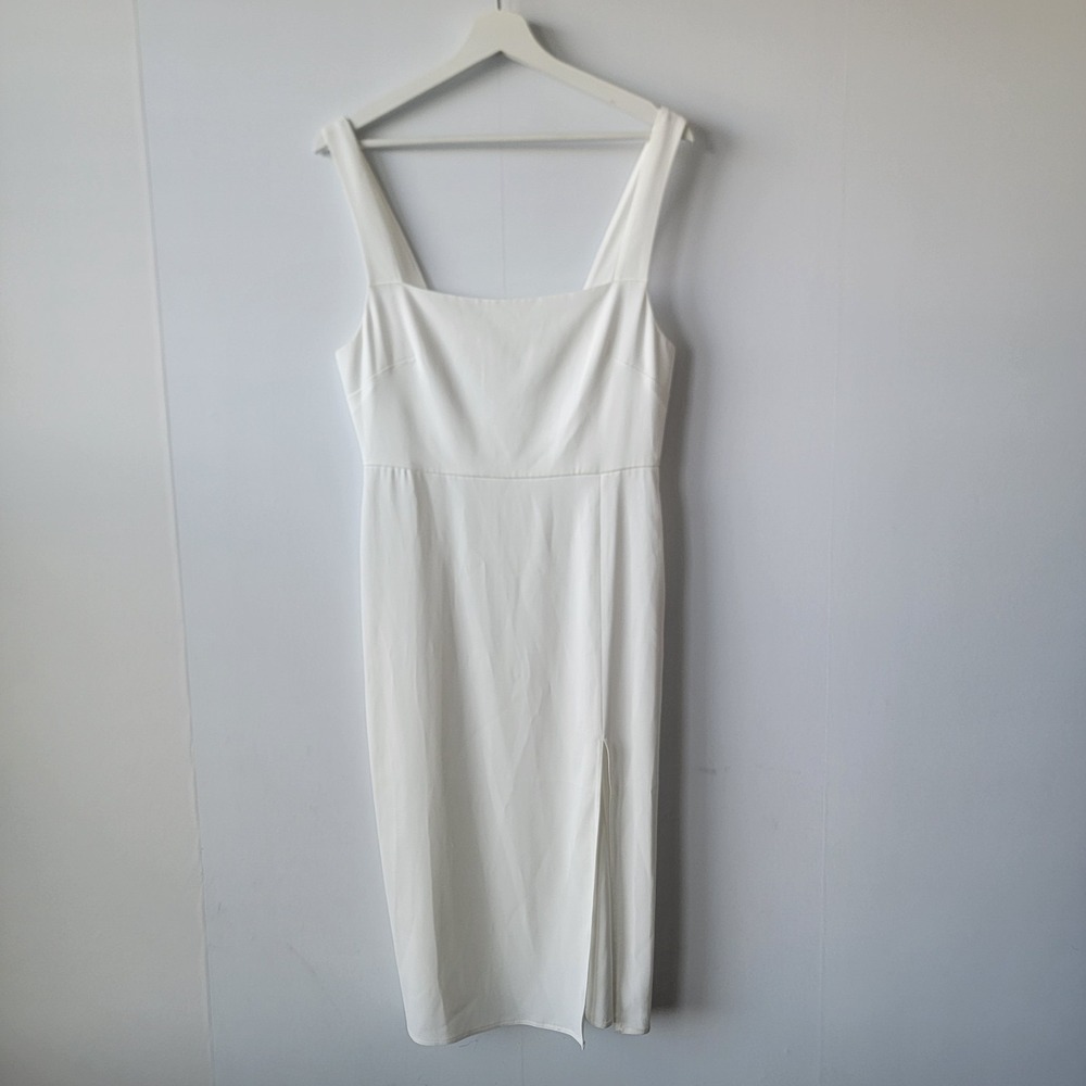 Aritzia Babaton women's 90s Slit Satin Midi Dress size 8 Squareneck sleeveless